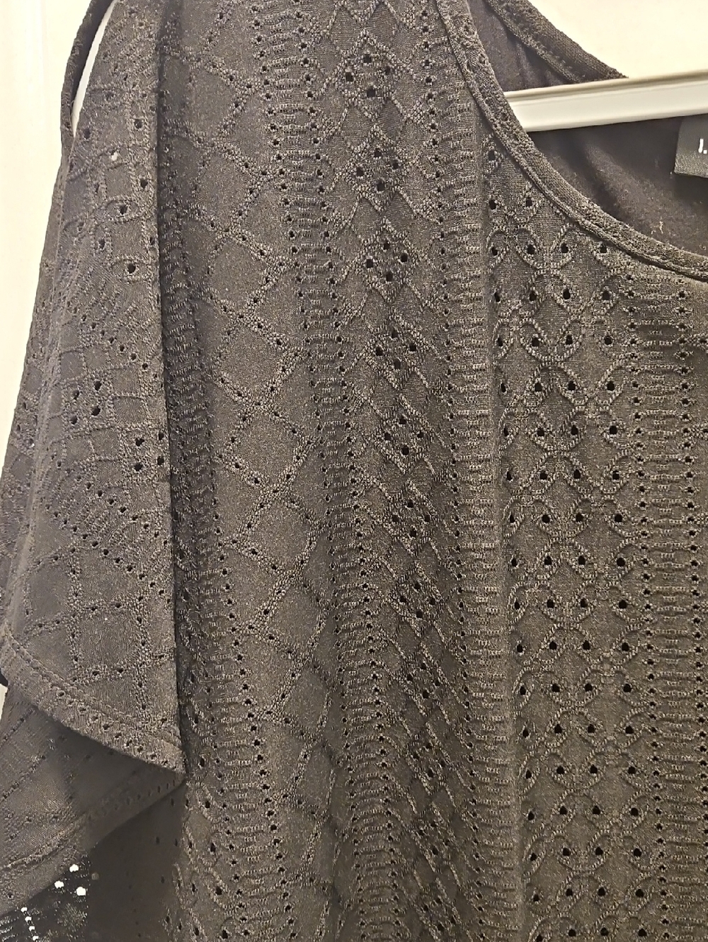 Size 2X.  Black Draped Eyelet Top - Picture 2 of 4